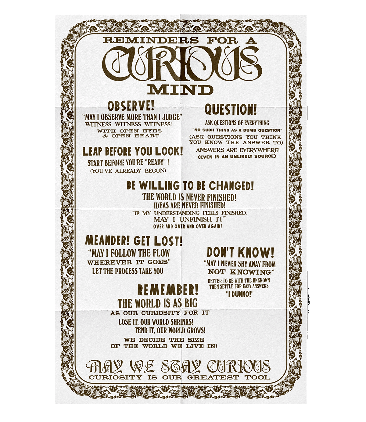 "Curiosity Reminders" Poster