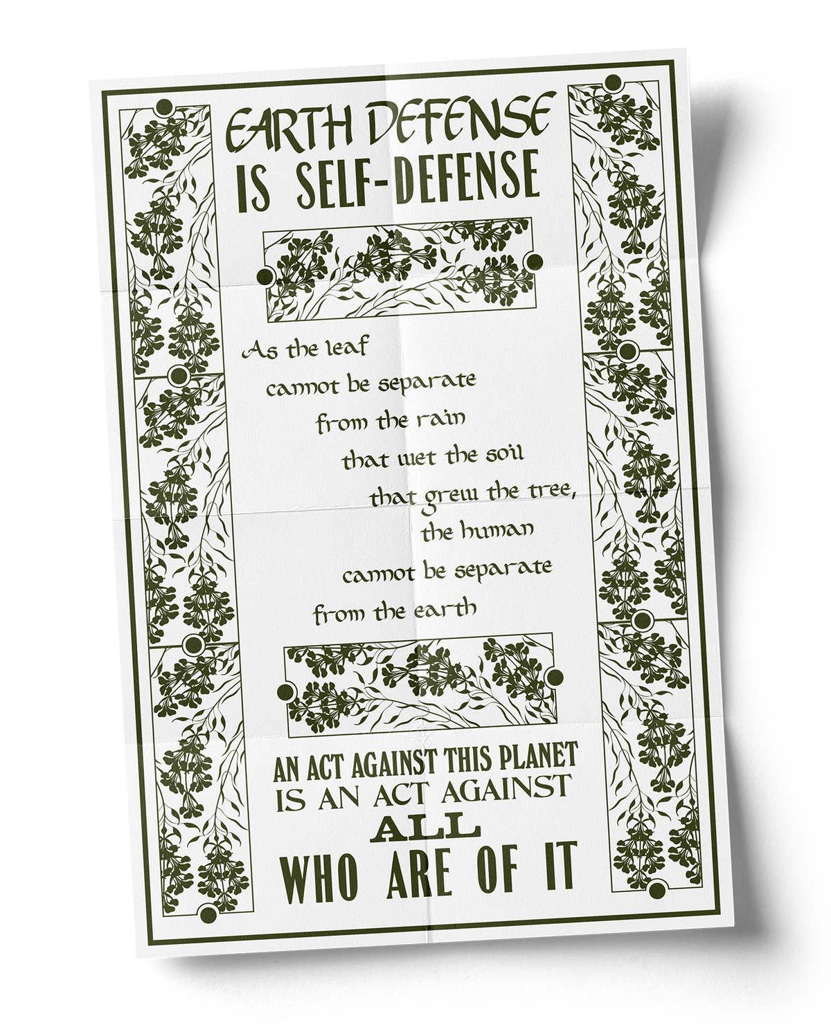 "Earth Defense Is Self Defense" Poster