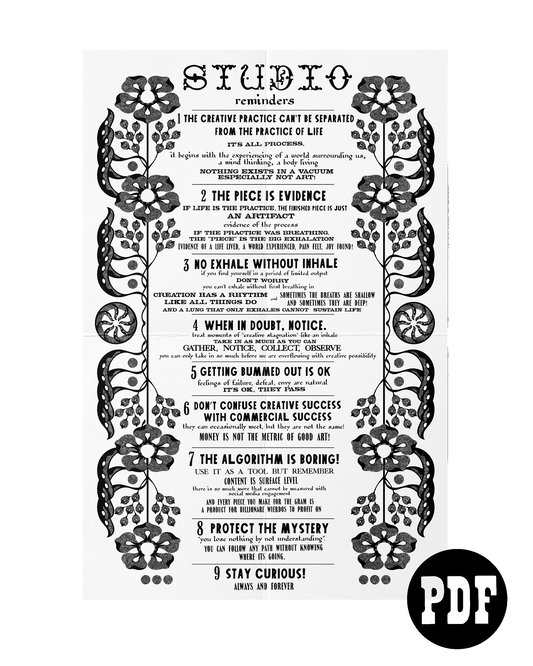 "Studio Reminders" Print-At-Home PDF